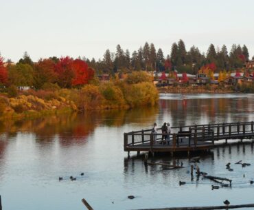 A scenic view of the Deschutes River on a fall day in Bend Oregon.