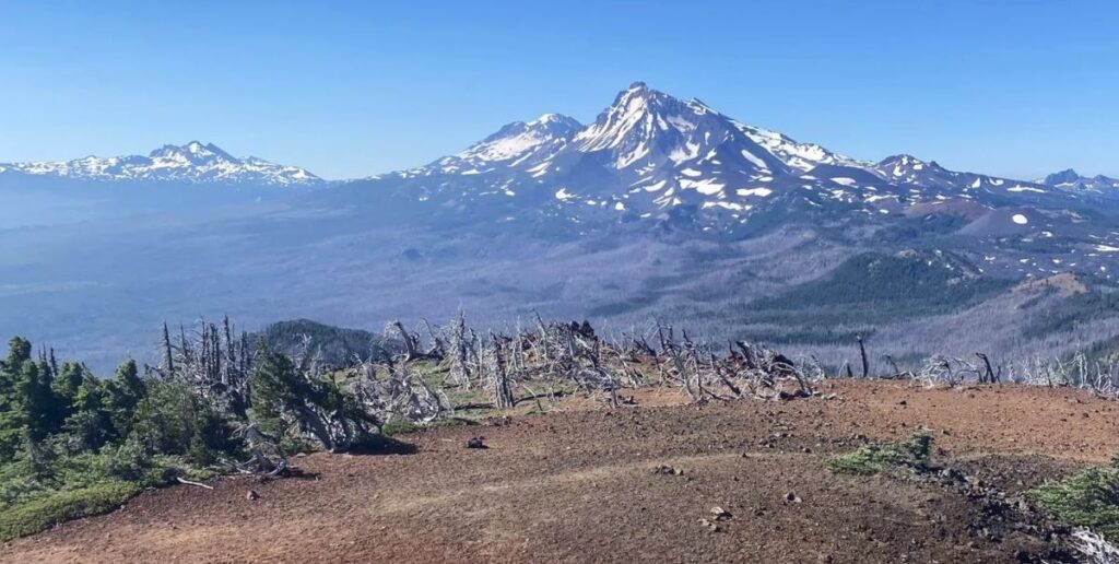 Views of North Sister and Broken Top from Black Crater.