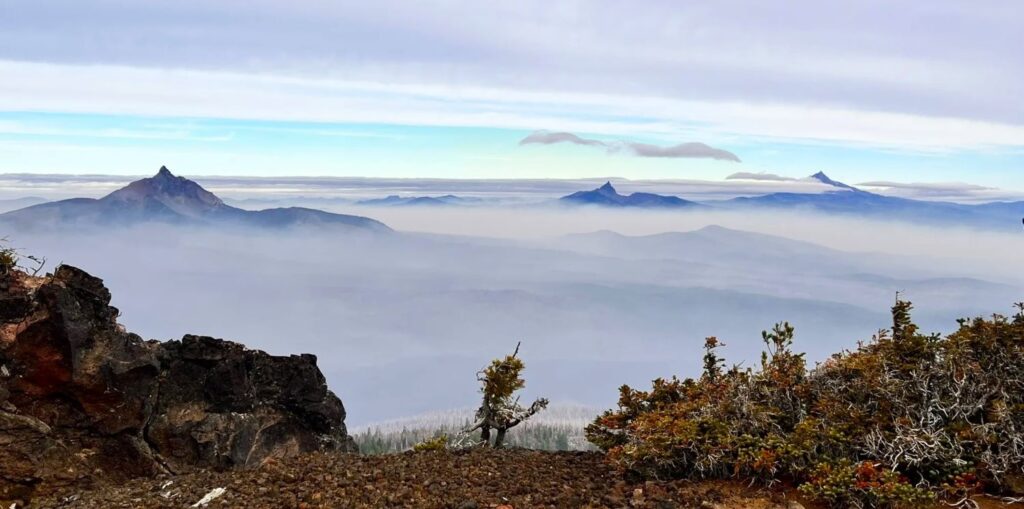 Looking south towards Mt. Washington and Three Fingered Jack from Black Crater.