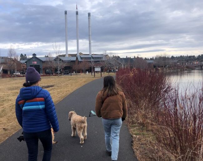 Walking dogs on the Deschutes River Trail