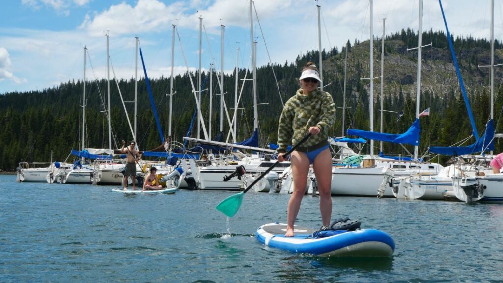 Abby paddleboarding at Elk Lake.