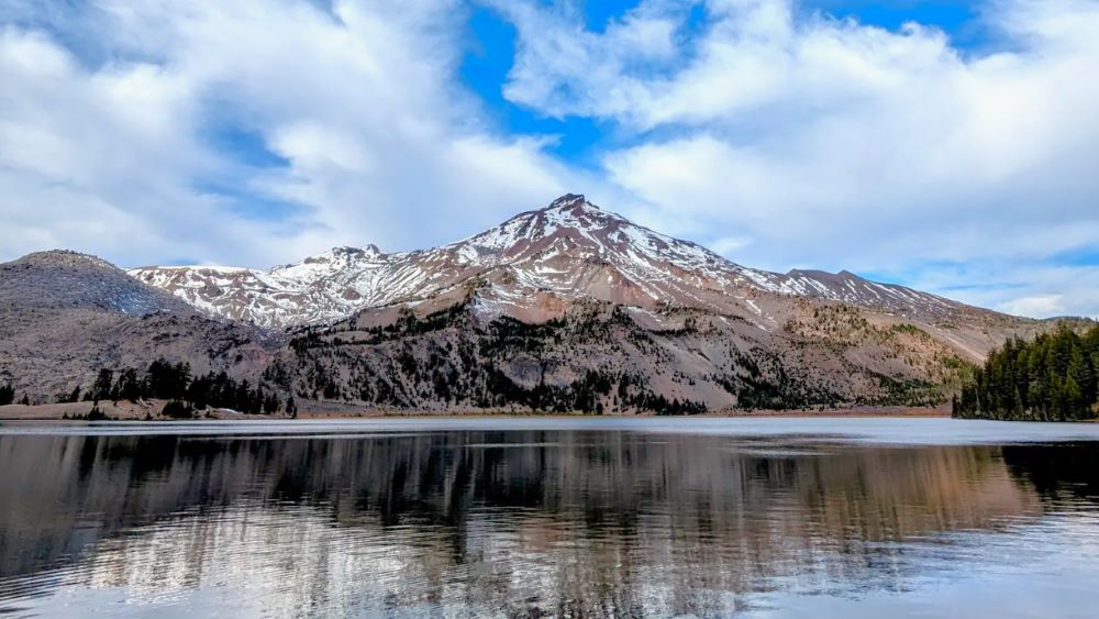 South Sister behind Green Lakes near Bend Oregon.