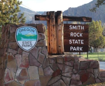 The entry sign at Smith Rock State Park.