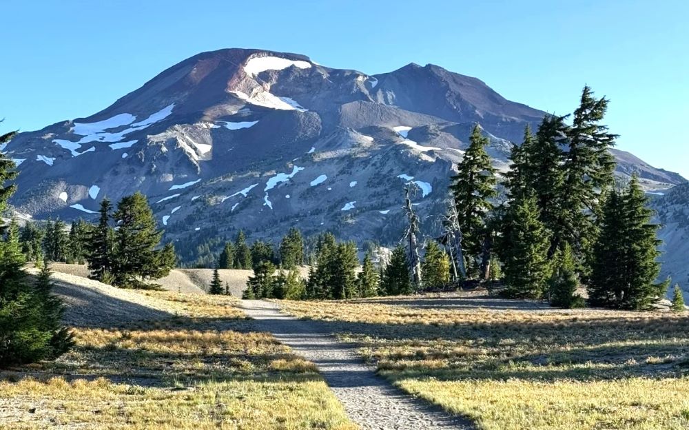 Views approaching South Sister from Devils Lake Trailhead.