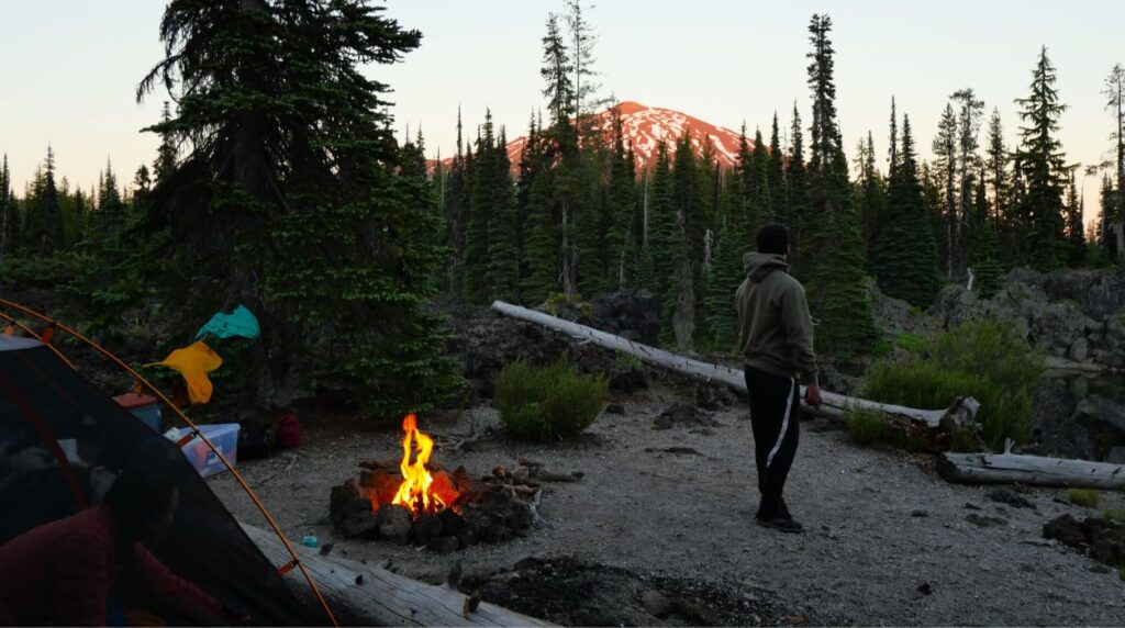 One of the dispersed lakeside campsites at Sparks Lake.