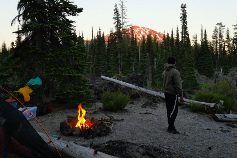 One of the dispersed lakeside campsites at Sparks Lake.