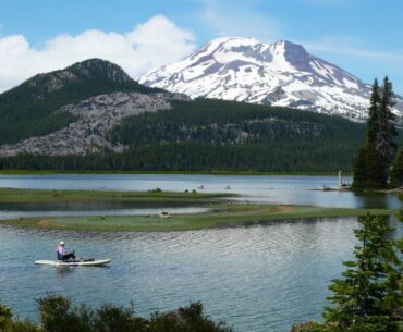 Incredible views of South Sister from Sparks Lake Oregon, one of the best places to paddleboard near Bend.
