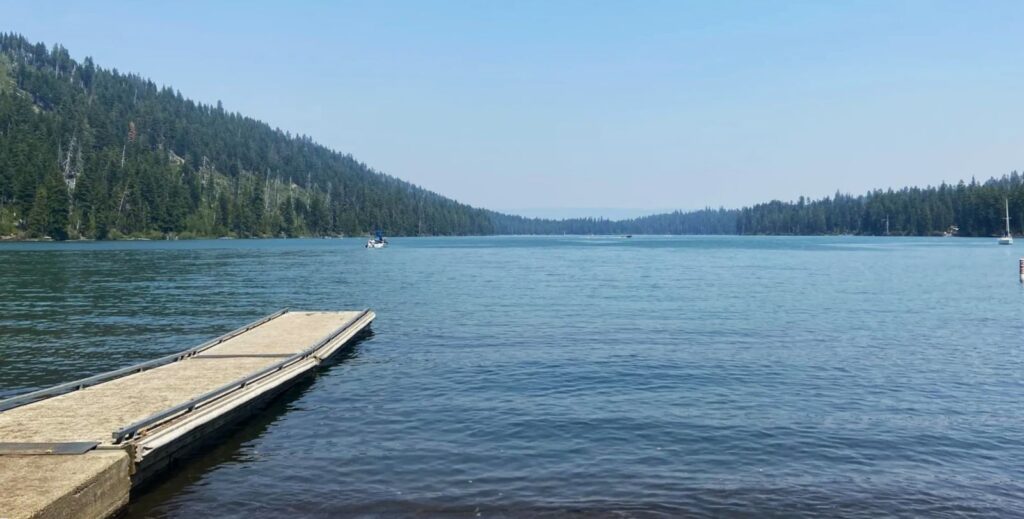 A view of Suttle Lake on a sunny day.