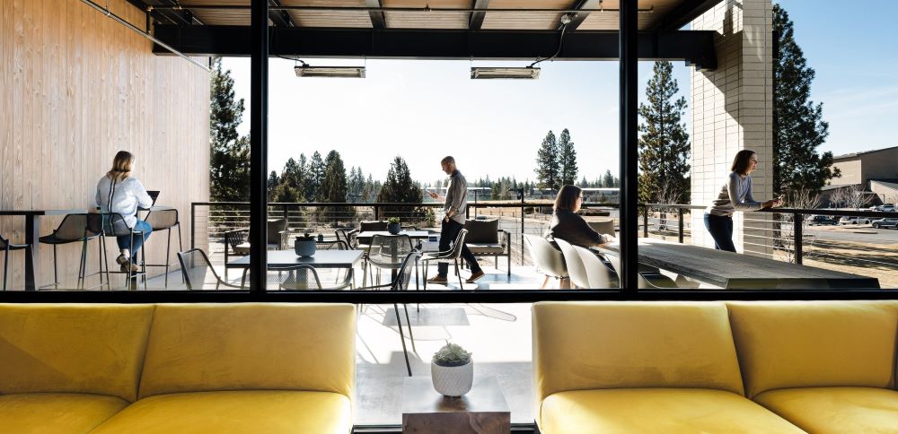 The outdoor patio workspace at Work Collective.