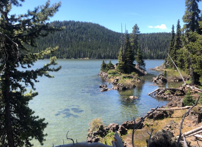 A small bay tucked into the rocks at Sparks Lake.