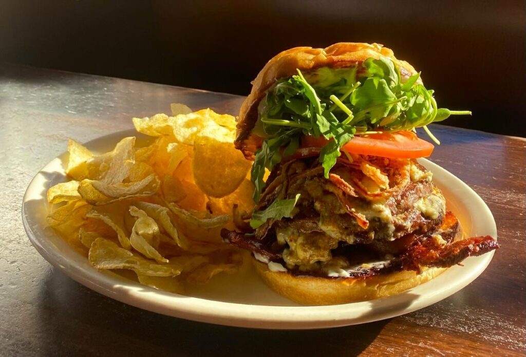 A burger at Brother Jon's Alehouse, one of the best restaurants in downtown Bend. 