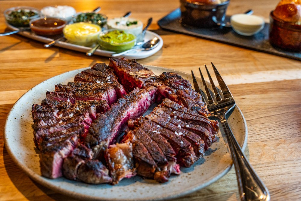 Delicious steak and sauces at Ranch Butcher Chef (RBC) in Bend Oregon.