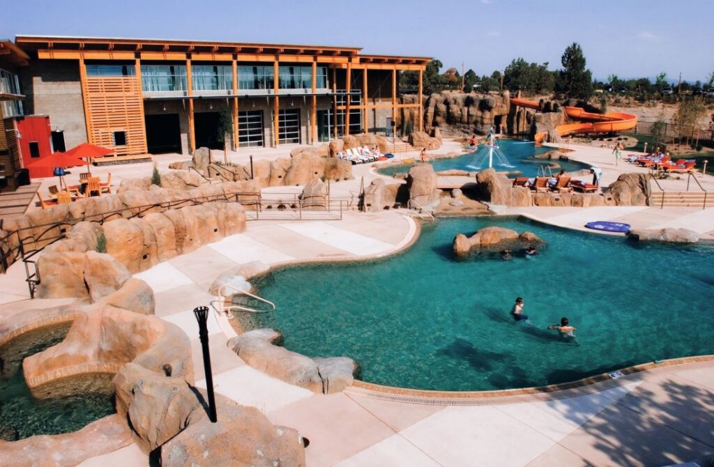 The outdoor pool at Brasada Ranch, one of the top luxury resorts near Bend Oregon.