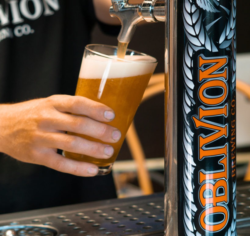 Beer on tap at Oblivion Brewery in Bend.