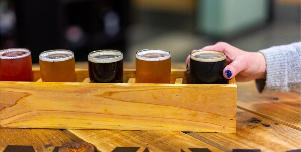 Samples of beer at one of the Oregon Brewers Guild breweries.