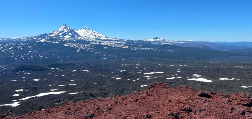 Views of the Three Sisters Mountains from Belknap Crater.