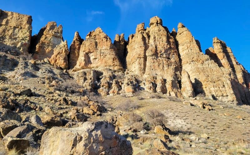 Unique rock formations in the Clarno Unit of the John Day Fossil Beds