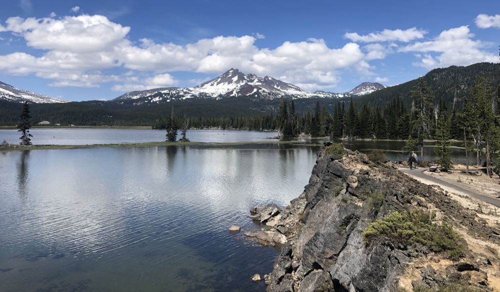 A view of Sparks Lake from the side of the lake.