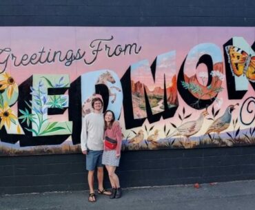 Us in front of some cool street art in Redmond!