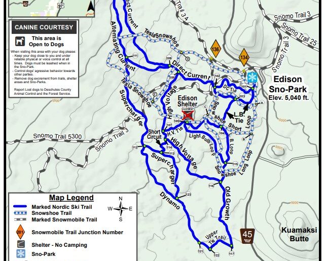 Edison Butte Sno Park trail map.