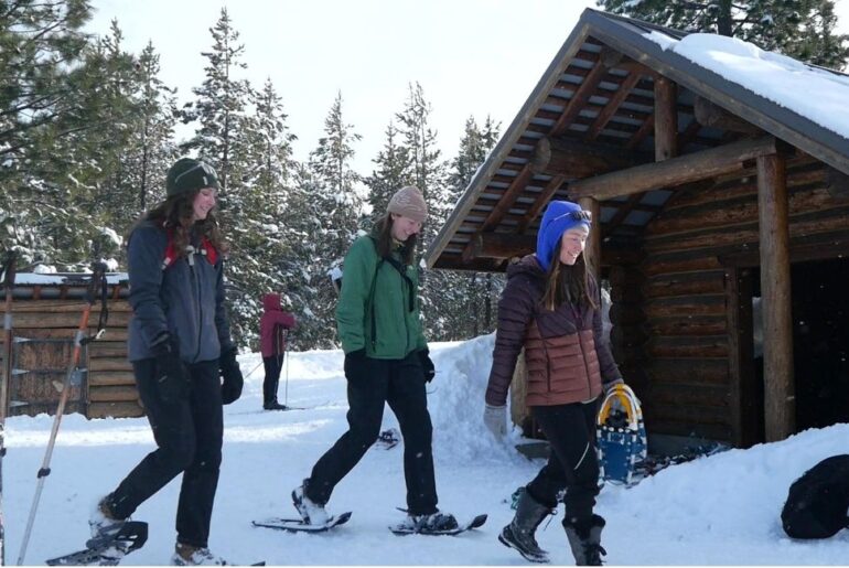 Abby and our friends snowshoeing at Virginia Meissner Sno Park.