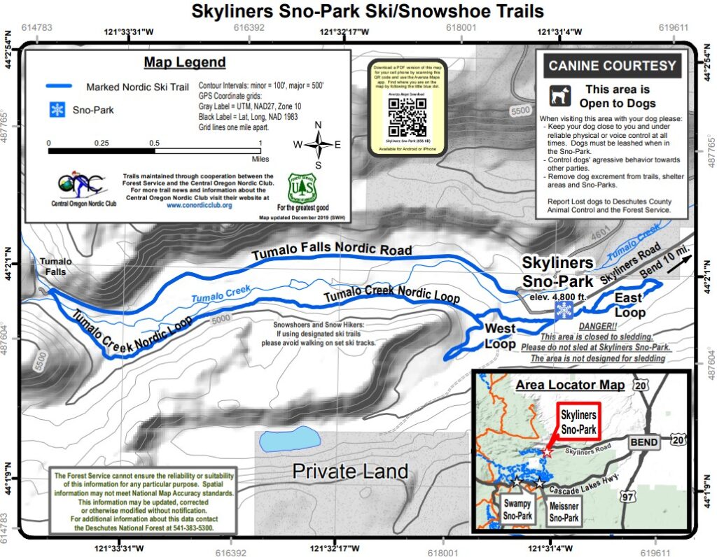 Skyliner Sno Park trail map.