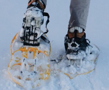 A person snowshoeing in Central Oregon