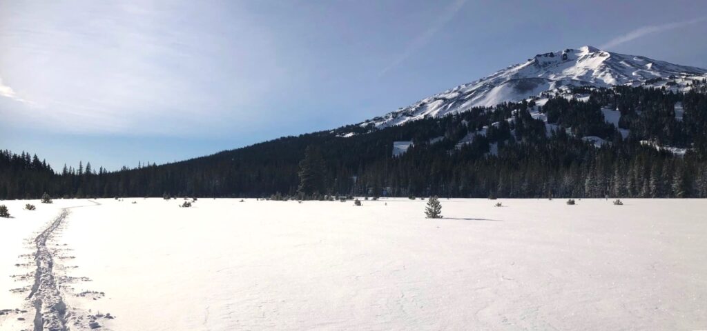 A view of Mt. Bachelor from Dutchman Sno-Park.