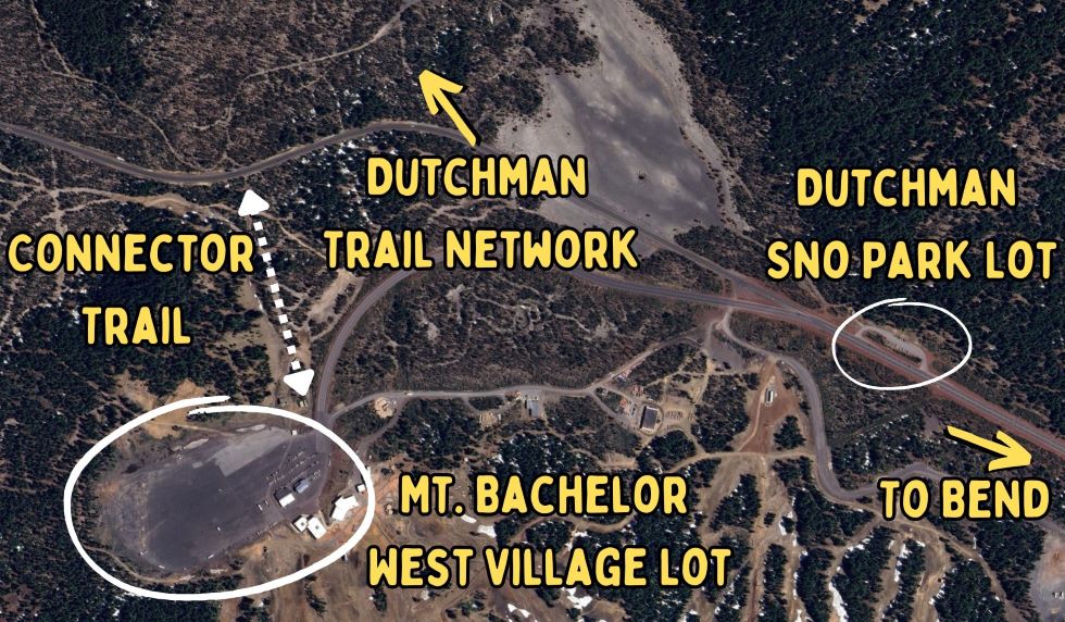 A graphic showing parking options at Dutchman Sno Park.