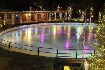 The outdoor ice-skating rink at Seventh Mountain Resort.