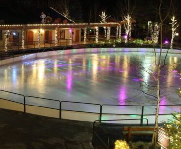 The outdoor ice-skating rink at Seventh Mountain Resort.