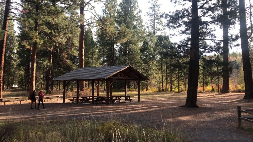 The covered group picnic area.