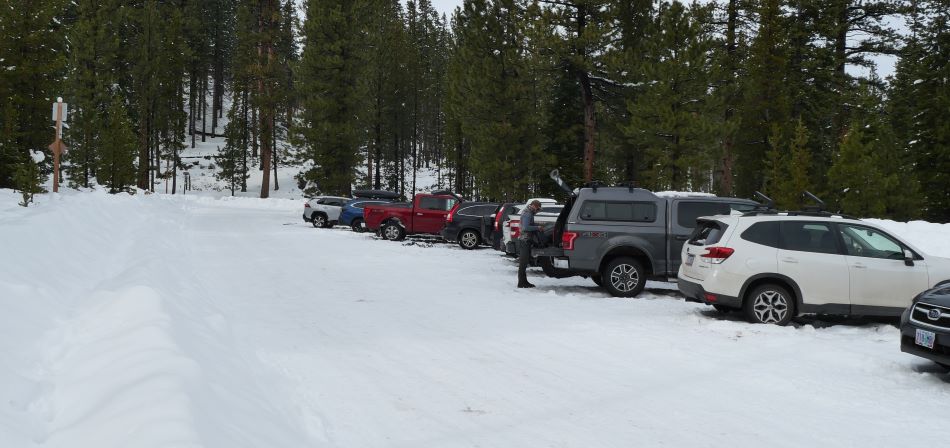 The parking lot at Three Creek Snow Park