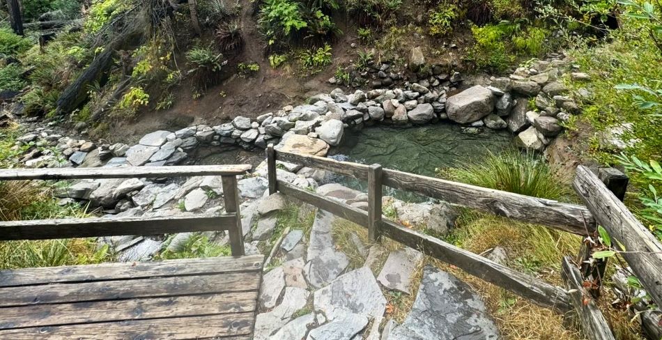 The cascading soaking pools at Terwilliger (Cougar) Hot Springs.