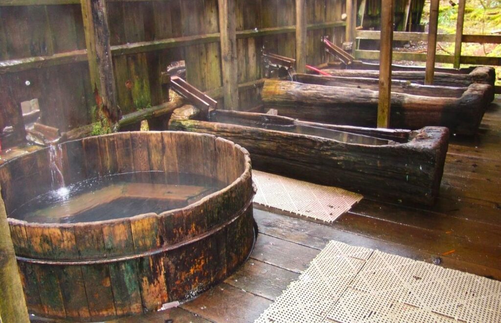 The soaking tubs at Bagby Hot Springs.