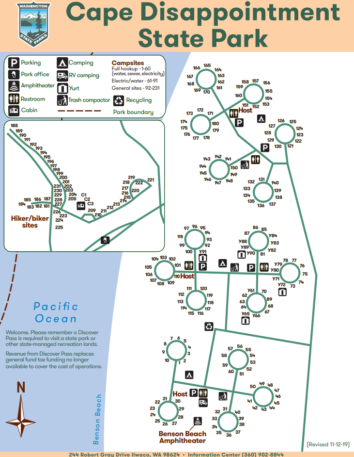 Cape Disappointment Campground Map.