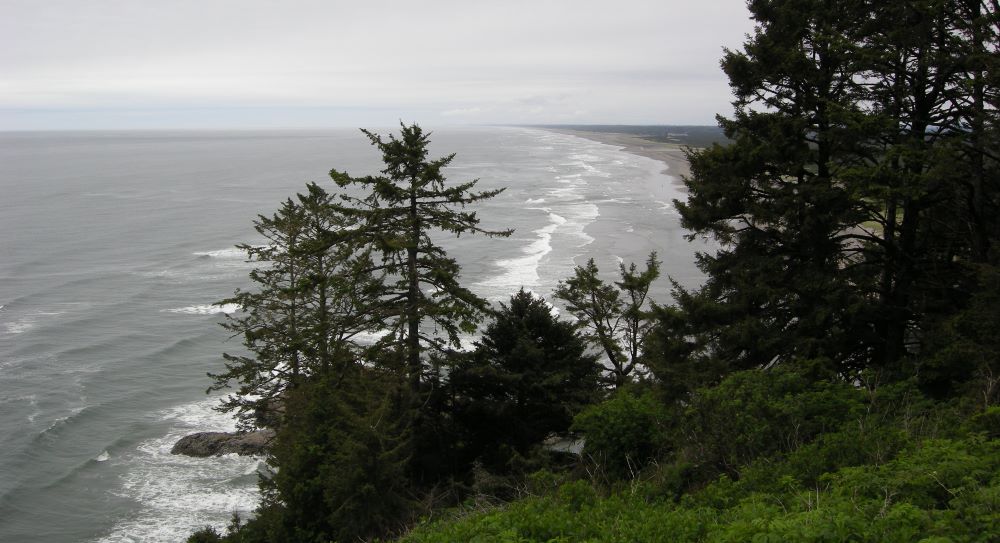 The view looking north from Bell's Viewpoint at Cape Disappointment State Park.