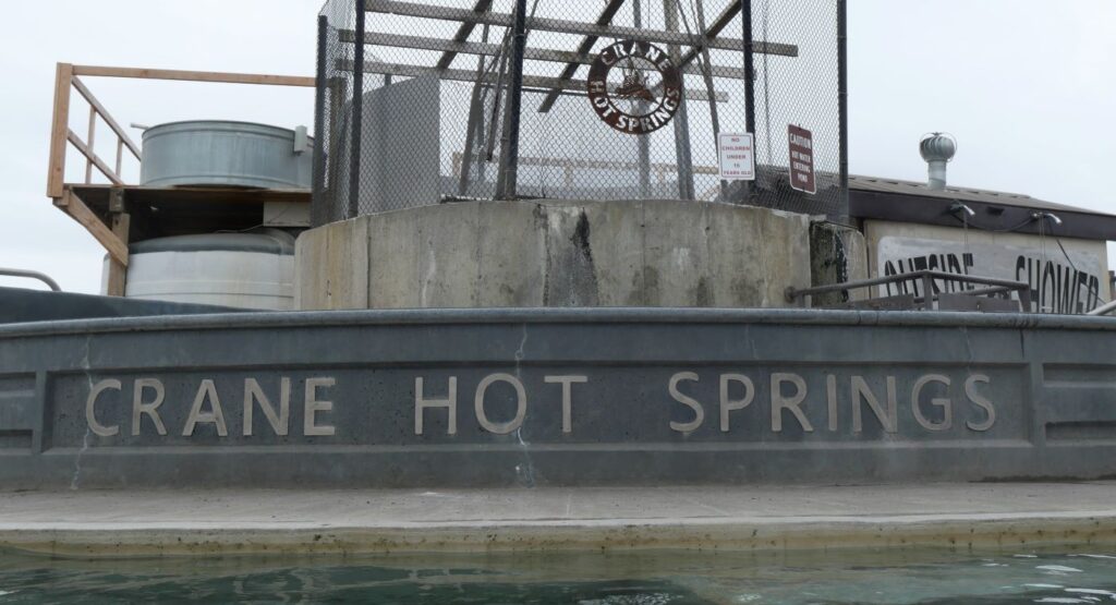 A sign at Crane Hot Springs.