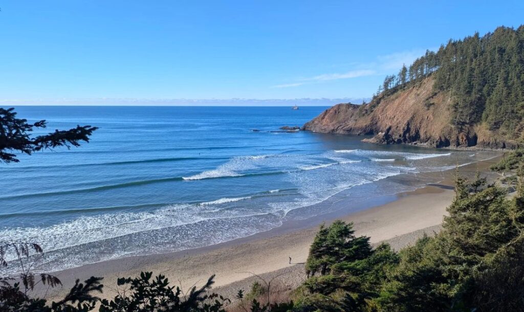 Views of Indian Beach from the Indian Beach Trail in Ecola State Park Oregon.