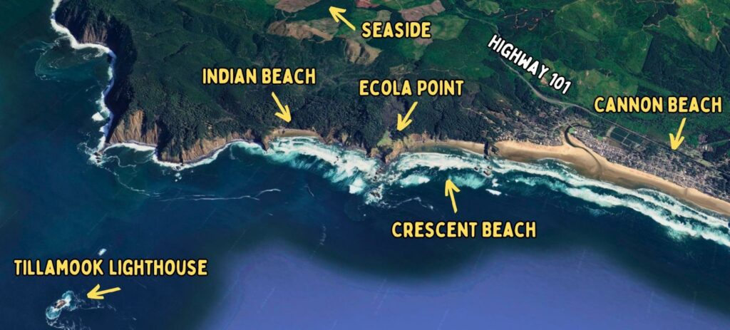 A graphic of Ecola State Park Oregon.