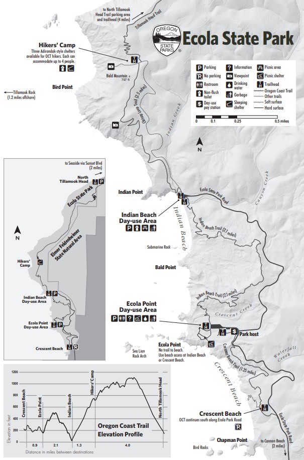 Ecola State Park official trail map