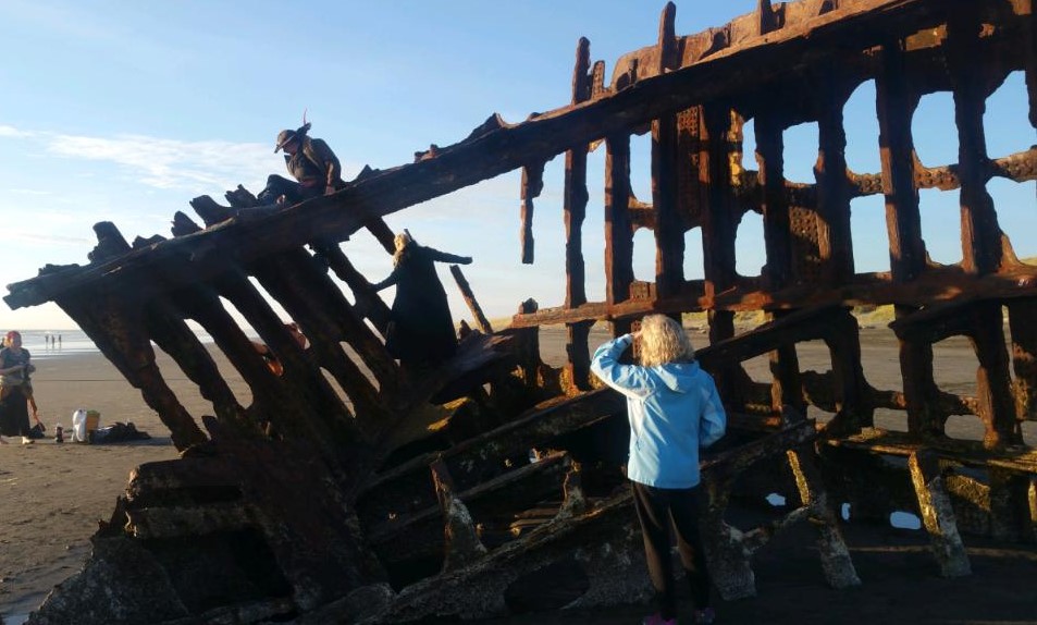 The shipwreck on the beach at Fort Stevens State Park Oregon.