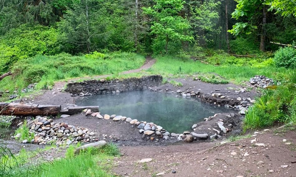 The primary soaking pool at McCredie Hot Springs, one of the hot springs near Bend.