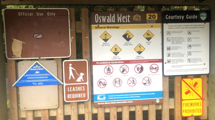 Oswald West State Park signage.