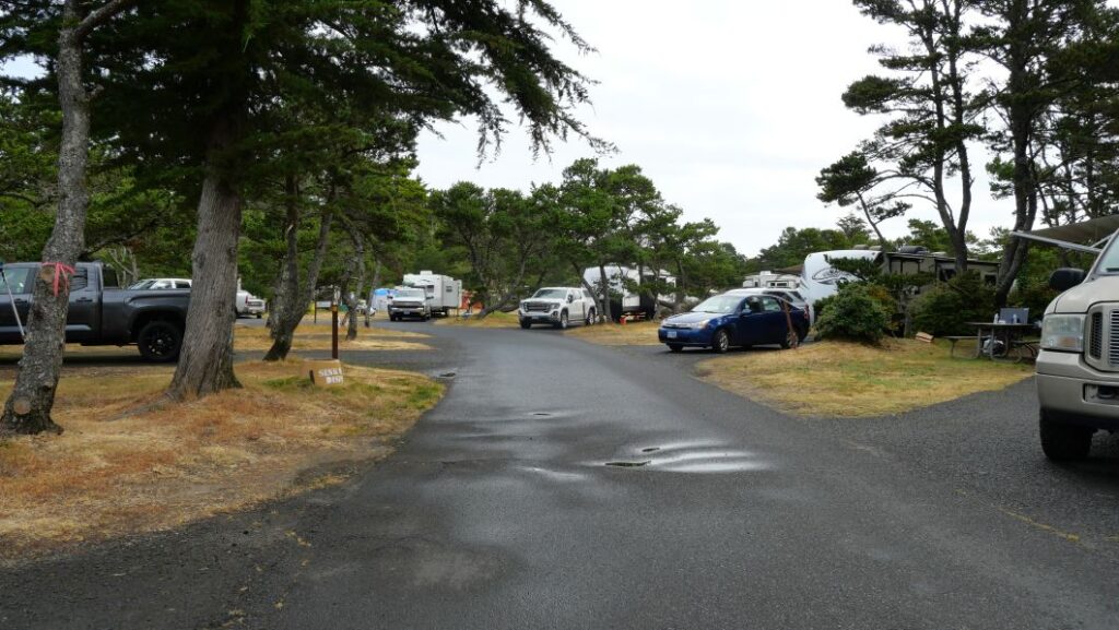 Campsites at South Beach State Park Campground in Newport Oregon.