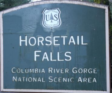 Horsetail Falls signage.