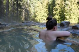 Abby soaking in one of the pools at Umpqua Hot Springs