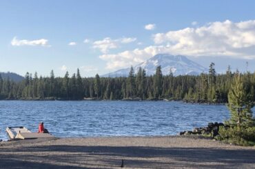 Views of South Sister from the boat ramp at Lava Lake.