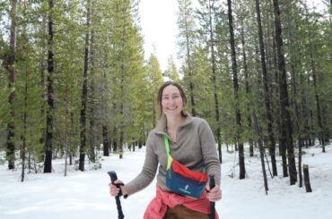 Abby and I hiking to Paulina Falls in the winter.