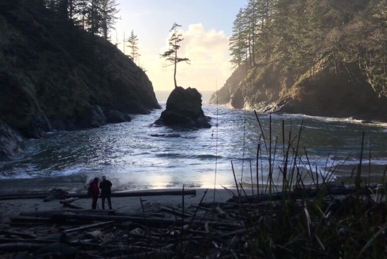 A view of Dead Man's Cove at sunset